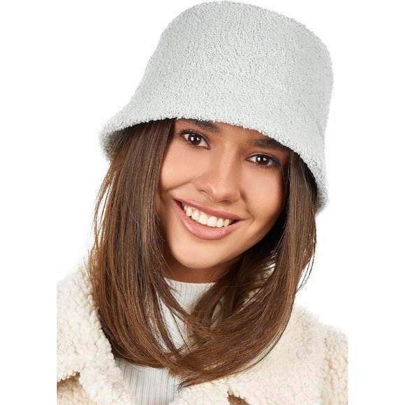 Braxton Women  Winter Plush Faux Fur Fluffy Sherpa Bucket Hats